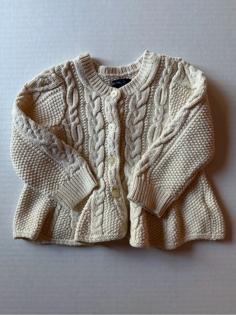 Baby Gap Cream Cable Knit Swing Cardigan Sweater 6-12M